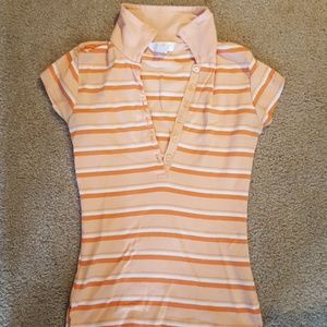 Aeropostale Orange Striped Polo - XS